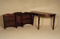 Konsole, deutsch, um 1900, ehemaliger Aus- ziehtisch, Weichholz massiv, dunkel gebeizt, Beine gedrechselt, Gebrauchsspuren, ca. 78x120 x51 cm, ...