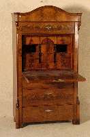 SchranksekretÄr, mitteldeutsch, um 1860/70, Korpus Weichholz, 4-schÜbig, 2. Barock, Ecken abgeflacht aufgesetzte Zierleisten, jeweils mit ...
