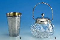 Bechervase, 830er Silber innenvergoldet, Schweden, glatte Form, H ca. 15 cm, ca. 350 g