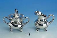 Sahnegießer und Zuckerdose, SchwÄbisch- GmÜnd um 1910, Barockstil, 925er Silber, Gebr. KÜhn, nach engl. Vorbild von 1860, total ca. 530 g
