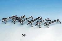 6 MesserbÄnkchen, Metall versilbert, in Form von versch. Tieren: EichhÖrnchen, Schwein, Fuchs, Wildschwein, Stier und Wolf, L. ca. 9-10 cm