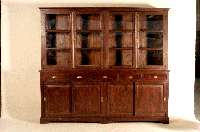 Bibliotheksschrank, englischer Stil, Teakholz massiv, nach dem Vorbild von 1900, im Oberteil verglaste TÜren, mittig mit Schubladen, im Unterteil ...