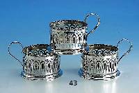 3 Teeglashalter, Gebr. KÜhn, SchwÄbisch GmÜnd, 800er Silber, total ca. 200 g, ohne Glas- einsÄtze