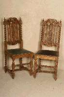 4 HerrenzimmerstÜhle, deutsch/Belgien, um 1880 /90, Eiche massiv, nach dem Vorbild von 1700 , reiche Drechselarbeit, Beine versprosst, z. T. ...