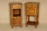 Nachttisch, deutsch, um 1900, Weichholz massiv, rot-weiße Marmorplatte, ein Schub, kleines Staufach, eintÜrig, offene Ablageebene, zum ...
