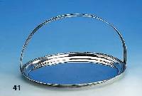 Anbiettablett, um 1900, 800er Silber, Jugendstil mit klassizist. Elementen, Kreuz- bandgeflecht, mit Henkel