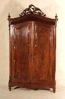 Schrank, Holland, um 1860, Louis-Philippe, Korpus Weichholz, Mahagoni massiv, Inlets Pyramidenmahagonifurnier gespiegelt, auf KugelfÜßen, ...