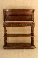 Etagere, Frankreich, um 1880, Eiche massiv, gedrechselte ZwischensÄulen, mit aufklappbarer Arbeitsplatte, diese Marmor, MÖbel selten im Angebot, ...
