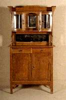 Aufsatzschrank, Holland, um 1910, Eiche massiv, Unterteil 2 TÜren und Schubalden, schlicht gehalten, Oberteil in der Mitte mit Spiegel, 2 ...