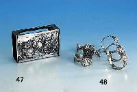6 Serviettenspangen, nordisch, 830er Silber, floraler Dekor, D ca. 4 cm, zus. ca. 200 g