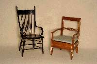 Stuhlsessel, deutsch, um 1850, ursprÜnglich Nachtstuhl, unterer Teil verkleinert, Korpus Weichholz, tragende Teile Kirschbaum massiv, RÜcken- ...