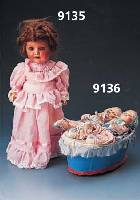 Puppenautomat, ZwillingspÄrchen mit Wiege, deutsch, um 1920, MassepÜppchen, zieht man an der Schnur,dann bewegen sich Arme und Beine der Babys, ...