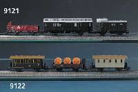 2 Wagen-Sets, MÄrklin, Spur HO, 2. HÄlfte 20. Jh., Wagen-Set "Preußischer Personenzug", 3 Personenwagen und ein GepÄckwagen; ...