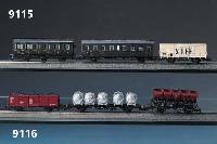 2 Wagen-Sets, MÄrklin, Spur HO, 2. HÄlfte 20. Jh., 50 Jahre CFL, 4 Nebenbahnpersonenwagen; GÜterwagen-Set "SNCF um 1955", ...
