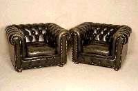 Sessel, wohl England, 60er/70er Jahre, Chesterfield-Stil, loses Kissen, RÜcken und Seiten genoppt und geheftet, dunkelgrÜnes Leder von guter ...
