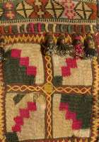 GÜrteltasche,Turkmenistan,Kattun Petit point- Seiden Stickerei und glassperlen-AbhÄngungen, Museal,Um 1880, 19 x 13 cm,EHZ 2 SchÄtzwert: 850 ...