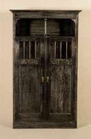 Vielzweckschrank, deutsch, um 1908/12, Korpus Weichholz, Eiche massiv, Eichefurnier, facettiertes Glas, schÖne Durchbrucharbeit, Vitrinen- bzw. ...