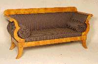 Sofa, im Biedermeierstil, nach dem Vorbild von 1830, Kirschbaum massiv, Kirschbaumfurnier, Polster und Bezug neu, wohnfertig, handpoliert, sehr ...