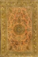 Ghom Seide, Persien, ca. 60 Jahre, reine Naturseide, ca. 215 x 139 cm, SchÄtzwert: 4500.- EURO, EHZ: 2, Tischabdruck in der Mitte.