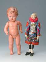 Coloro Clown, Steiff, entworfen 1911, Replica aus den Jahren 1988-89, herausgegeben in einer Auflage von 3000 Exemplaren, Woll- filz, H. ca. 43 ...