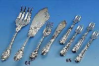 Fischbesteck fÜr 12 Personen, Koch & Bergfeld, 800er Silber, Vertreiber F. Schade, um 1900, best. aus: 12 Messer, 12 Gabeln und 2-teil. ...
