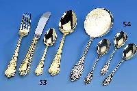Eisbesteck fÜr 12 Personen, deutsch, Koch & Bergfeld, um 1900, 800er Silber, Vertreiber F. Schade, teilvergoldet, Bes.-Monogr. G.W., total ca. ...