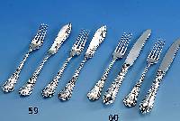 Fischbesteck fÜr 6 Personen, deutsch, Wilkens Bremen um 1902, Entwurf HEINRICH VOGLER, Modell Herbstzeitlose, reiner Jugendstil, 800er Silber, ...