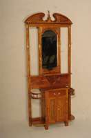 Flurgaderobe, im niederlÄndischen Stil von 1900, Jugendstil, Kirschbaum bzw. Nußbaum auf Kirschbaum gebeizt, florale Flachschnitzerei, ...