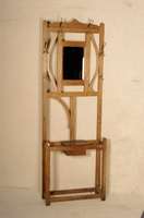 Flurgarderobe, deutsch, um 1920, Eiche massiv, Jugendstil, geschwungene Verstrebungen , eine Verstrebung fehlt, SchlÜsselablagekasten, ...