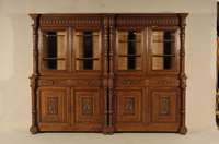 ehemals zwei SÄulen-BuffetschrÄnke, Frankreich , um 1870, umgebaut als BÜcher- bzw. LokalschrÄnke, Eiche massiv, stabile Bauweise, zwei ...