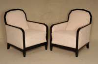 Paar ArtDeco-Sessel, Frankreich, um 1920, Hartholz schwarz glÄnzend gefaßt, in traditionell handwerklicher Art grundlegend neu aufgepolstert, ...
