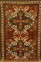 Adler Kazak, sog. Tschelaberd, Kaukasus, um 1880, Wolle auf Wolle, ca 223 x 145 cm, Ehz:3 -4 EURO, SW:8500 EUR.Zwei imposante Medaillons in einem ...