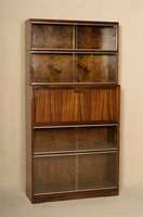 Vielzweck-BÜcherschank, England, um 1920, System Minty Oxford, Rotholz, verglaste SchiebetÜren, mit Schreibfach, schÖnes praktisches MÖbel, ...
