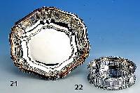 Anbietschale, Belgien, Antwerpen um 1870, 900er Silber, Handarbeit, ca. 340 g, Perlleistenverzierung, Durchbrucharbeit, D. ca. 15.5 cm