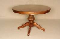 Tisch, Italien, Louis-Philippe-Stil, Korpus Weichholz, Wurzelnußfurnier, gebogene Zarge, runde Platte, balusterfÖrmiger Fuß aus dem Vollholz, ...