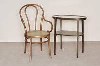 Beistelltisch, deutsch, um 1900/10, Eiche, kanelliert, obere Platte mit Glaseinsatz, ca. 77x69x36 cm