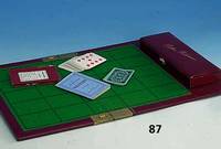 Kartenspiel Poker Patience, London 1909, Orig.-Fassung, Orig.-Inhalt, mit Orig.- SchreibblÖcken und -stiften, bez. J.C. Vickery, Leder und Filz ...