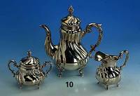 3-teiliges Kaffeeservice, 925er Silber, deutsch, Emil Hermann/Waldstetten, best. aus: Kaffeekanne, Sahnegießer und Zuckerdose mit Deckel, ...