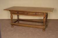 Großer Esszimmertisch, deutsch um 1900, Eiche massiv, 4 gedrechselte SÄulen, miteinander verbunden, Tisch mit 2 SchÜben, sehr stabile Bauweise, ...