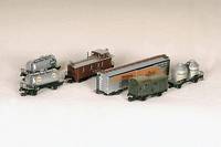 Konvolut GÜterwagen, MÄrklin, 50er/60er Jahre, Spur HO, Offener u. gedeckter GÜterwagen 4602 u. 4506, Stammholzwagen 3132/H, 2 Niederbordwagen 1 ...