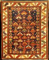 Kuba Shirwan, SÜdrußland, Ostkaukasus-Schir wangebiet, um 1910, Wolle auf Wolle, ca. 130 x 117 cm, farblich wie Musterlich mit seinem du ...