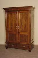 Schrank, deutsch, um 1900, Kirschbaum und Birnbaum massiv, Kirschholzfurnier, zweitÜrig, 2 Sockelschubladen, originale nußbaumfarbene Politur, ...