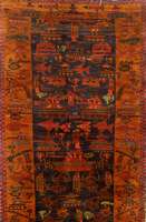 Zakini, Afghanistan, um 1980, Wolle auf Wolle, ca. 195 x 116 cm, Schätzwert: 1600.- EURO, EHZ: 2. Sog. Kriegsteppich mit Panzer, R aketen, ...