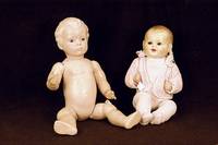 Massepuppe, SchildkrÖt, um 1925, Hans, Celluloid (gemarkt) und MassegliederkÖrper, dieser KÖnig & Wernicke, modellierte Haare, Kugelgelenke, ...
