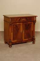 Halbschrank, deutsch, um 1880, GrÜnderzeit, Korpus Weichholz, Mahagonifurnier, KugelfÜße, 1 Schublade, Platte neu geschliffen und gelackt, ...