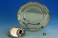 Konvolut 2 Teller, W. Binder/SchwÄbisch- GmÜnd, Barockstil, 1 x 835er Silber, D ca. 14 cm, 1 x 925er Silber, D ca. 27 cm, ca. 385 g