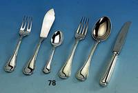 28-teiliges Besteck ROBBE & BERKING, 925er Silber, 6 MenÜmesser, 6 -gabeln, 6 -lÖffel und 6 KaffelÖffel, 2 Fischmesser und 2 -ga- beln, in ...
