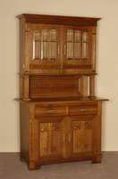Jugendstil-Aufsatzschrank, Frankreich, um 1900 , Eiche massiv, viertÜrig, zwei Schubladen, ausziehbare ArbeitsflÄche, reich mit typischen floralen ...