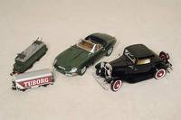 Konvolut 11 Modellautos, 2. HÄlfte 20. Jh., bestehend aus: BMW 507, innen z.T. sek. bemalt ; Ferrari 250 GT California Spider; Peugeot 203, 1954; ...