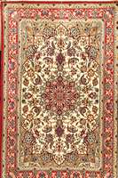 Esfahan fein, Persien, ca. 10 Jahre, Korkwo lle mit und auf Seide, ca. 105 x 70 cm, Schätzwert: 1050.- EURO, ca. 1,0 Mio. Kn/qm. E hz: 2. sehr ...